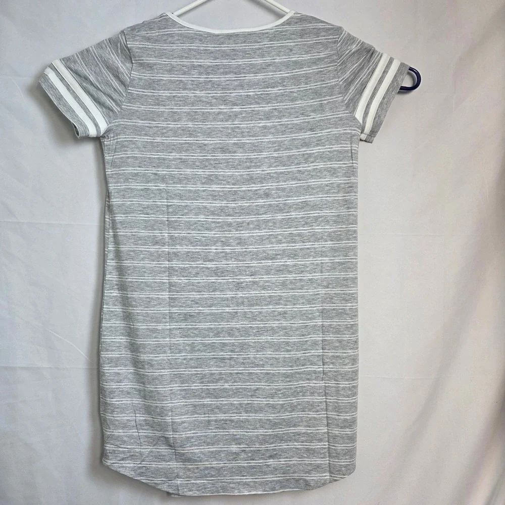 Pink Rose Womens Gray Striped Short Sleeve T-Shirt Dress Size Small